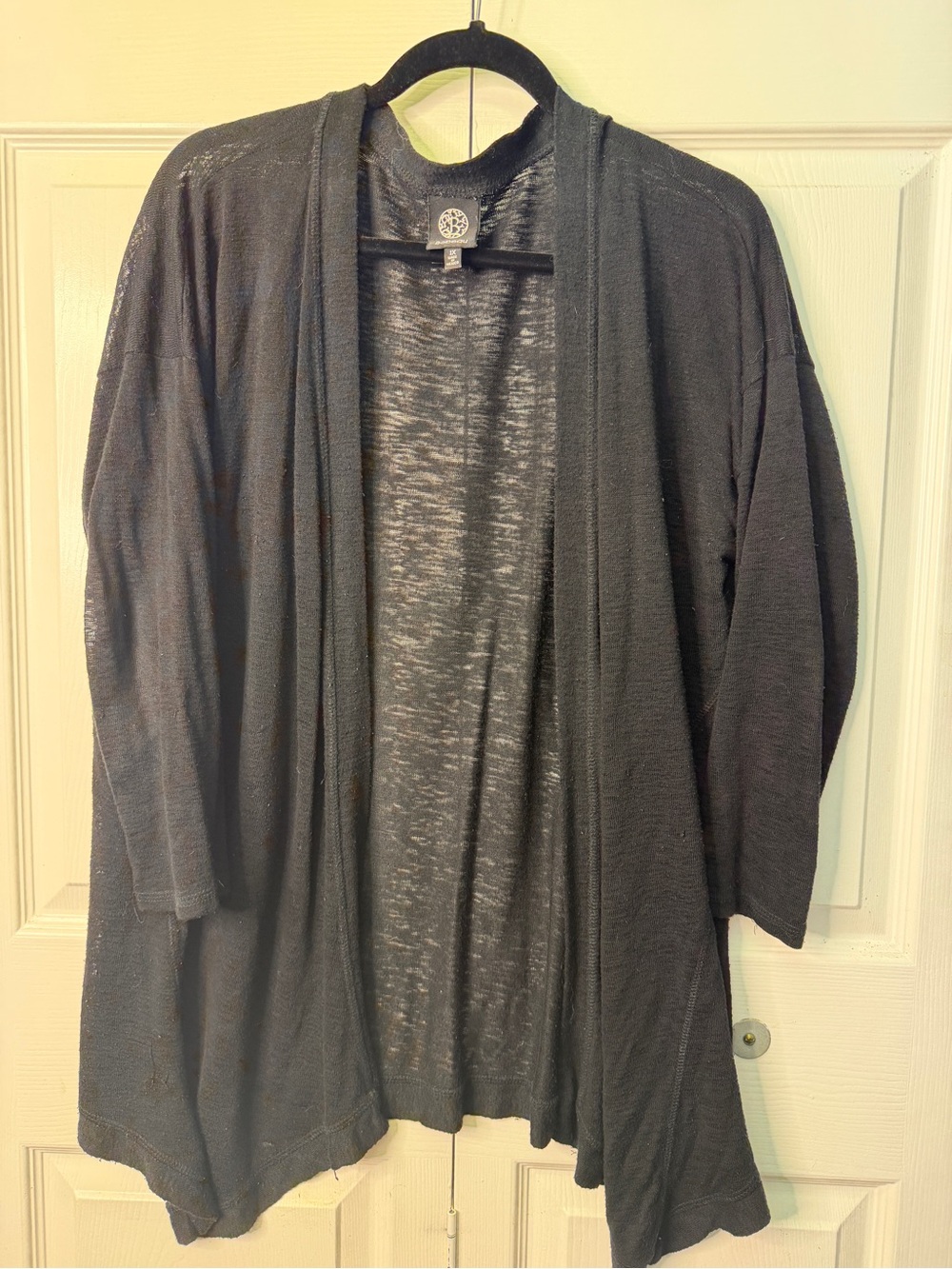 bobeau Black Sheer Open Cardigan